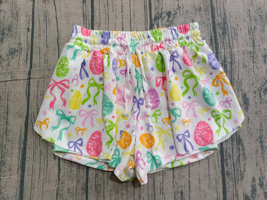 Colorful bow eggs kids girls Easter active shorts