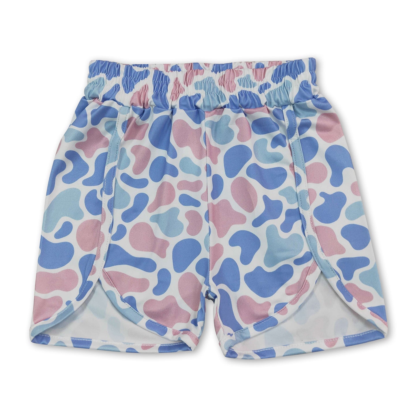 Light blue pink camo kids girls summer shorts