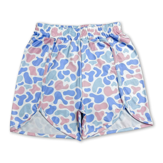 Pink blue camo adult women summer shorts