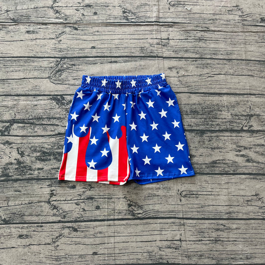 Short sleeves stars stripe kids boys 4th of july swim trunks
