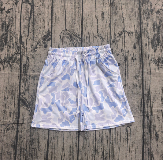 Light blue camo pockets kids boys summer shorts
