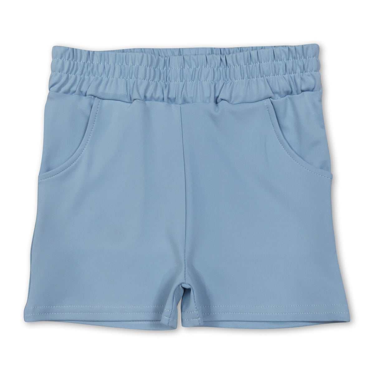 High waist light blue kids girls tight active shorts