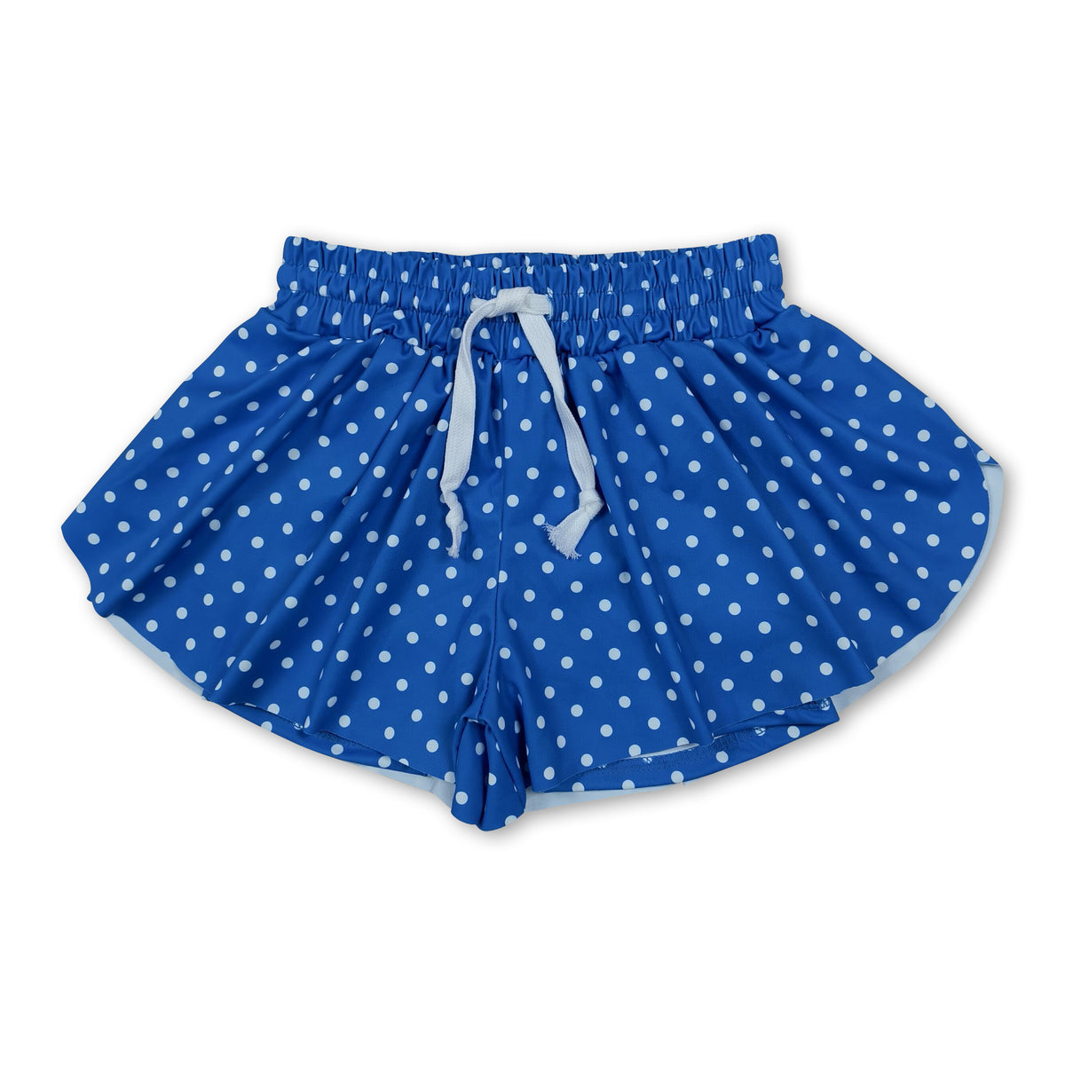 Blue polka dots kids girls active summer shorts