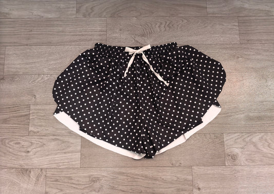 Black polka dots adult women active summer shorts