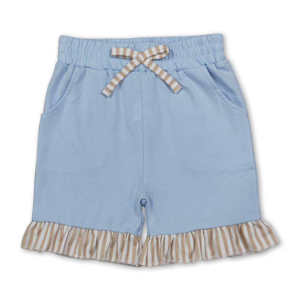Stripe ruffle light blue kids girls shorts