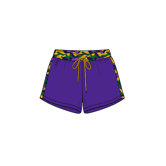 Purple camo kids boys Mardi Gras shorts