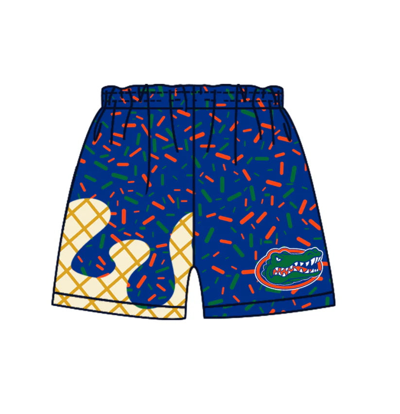 MOQ 3 pcs crocodile blue ice cream sprinkle kids boys team shorts