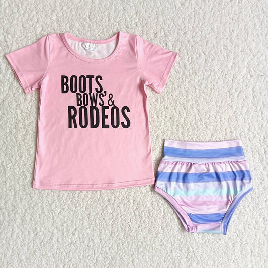 Rodeo baby girls bummies set