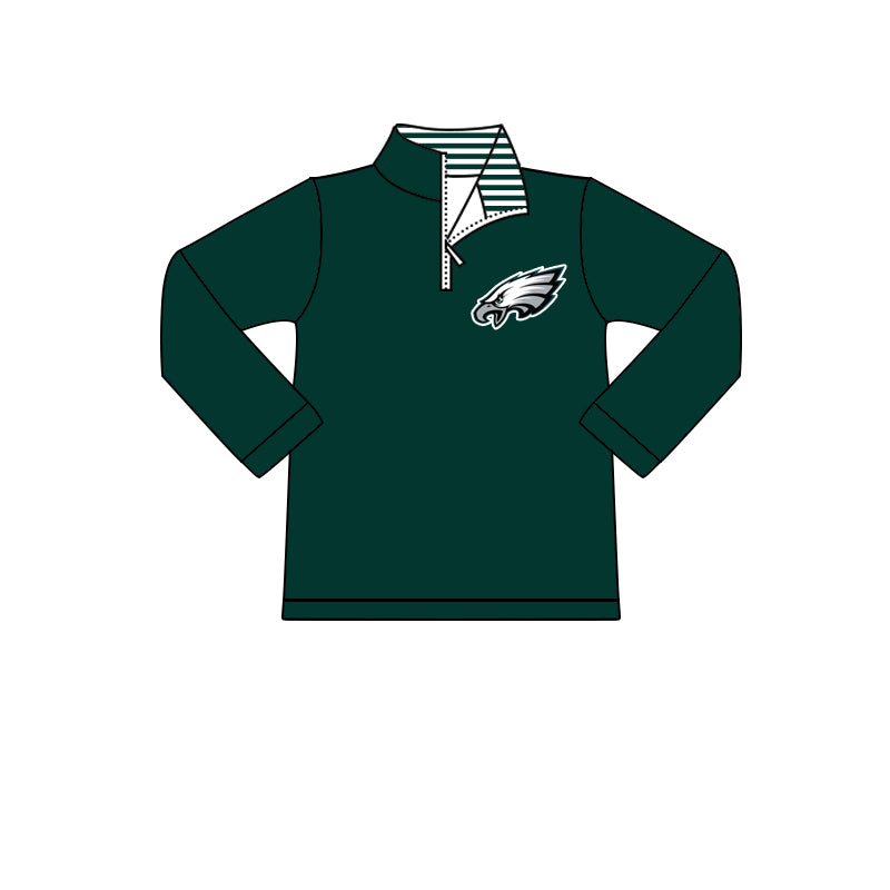 MOQ 3 pcs long sleeves eagle kids boys zip pullover