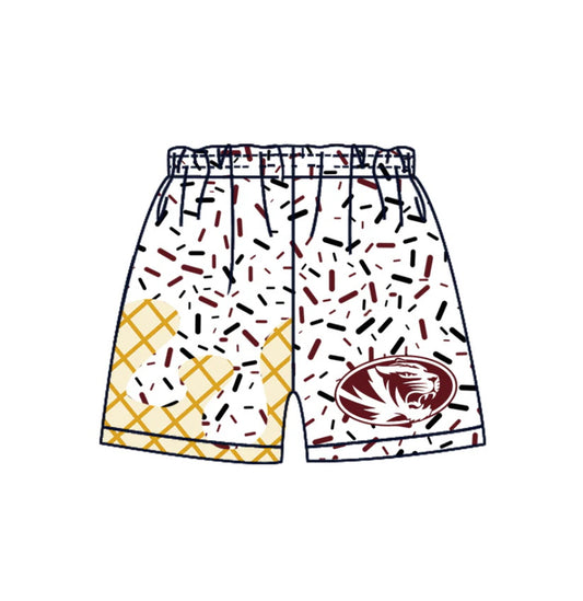 MOQ 3 pcs white maroon ice cream sprinkle kids boys team shorts