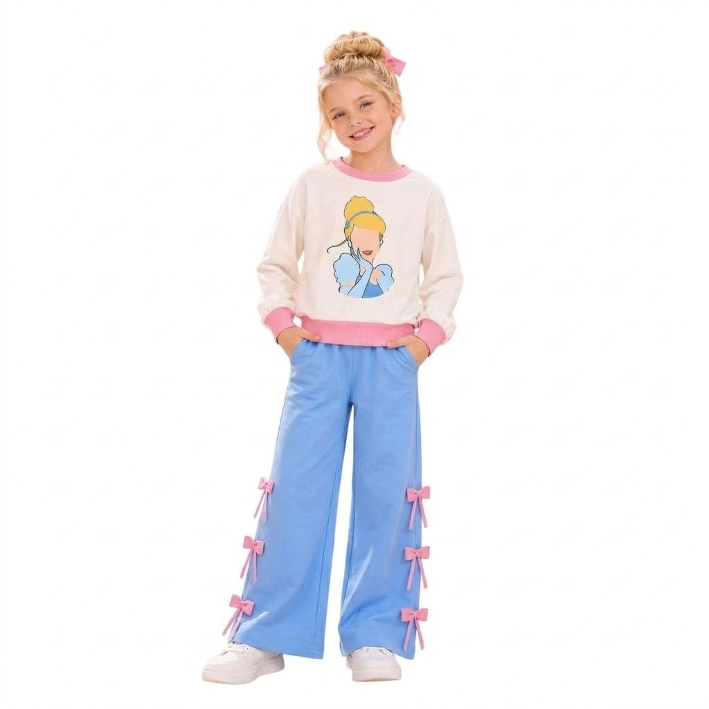 MOQ 5 Long sleeves princess top bow pants girls outfits