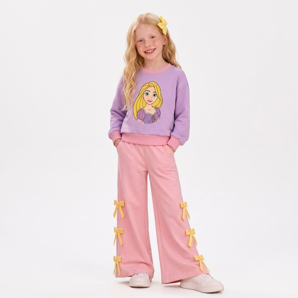 MOQ 5 Long sleeves princess top bow pants girls outfits