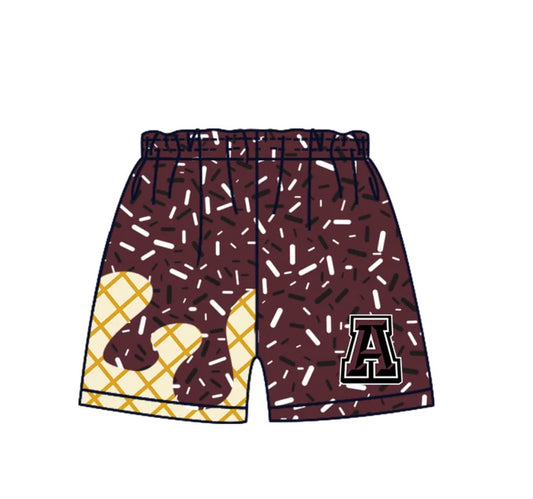 MOQ 3 pcs A maroon ice cream sprinkle kids boys team shorts