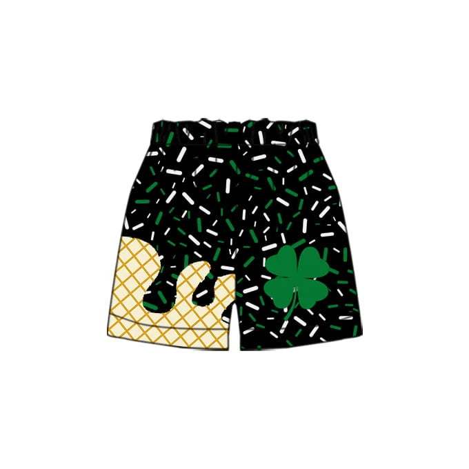 MOQ 3 pcs green black ice cream sprinkle kids boys team shorts