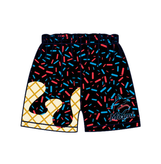 MOQ 3 pcs red blue ice cream sprinkle kids boys team shorts