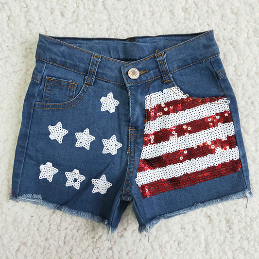 Girl 4th of July Denim Shorts