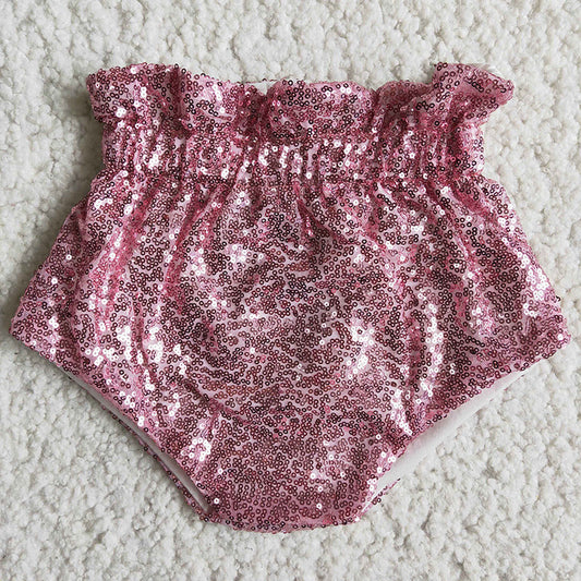 Girl Pink Sequin Bummie