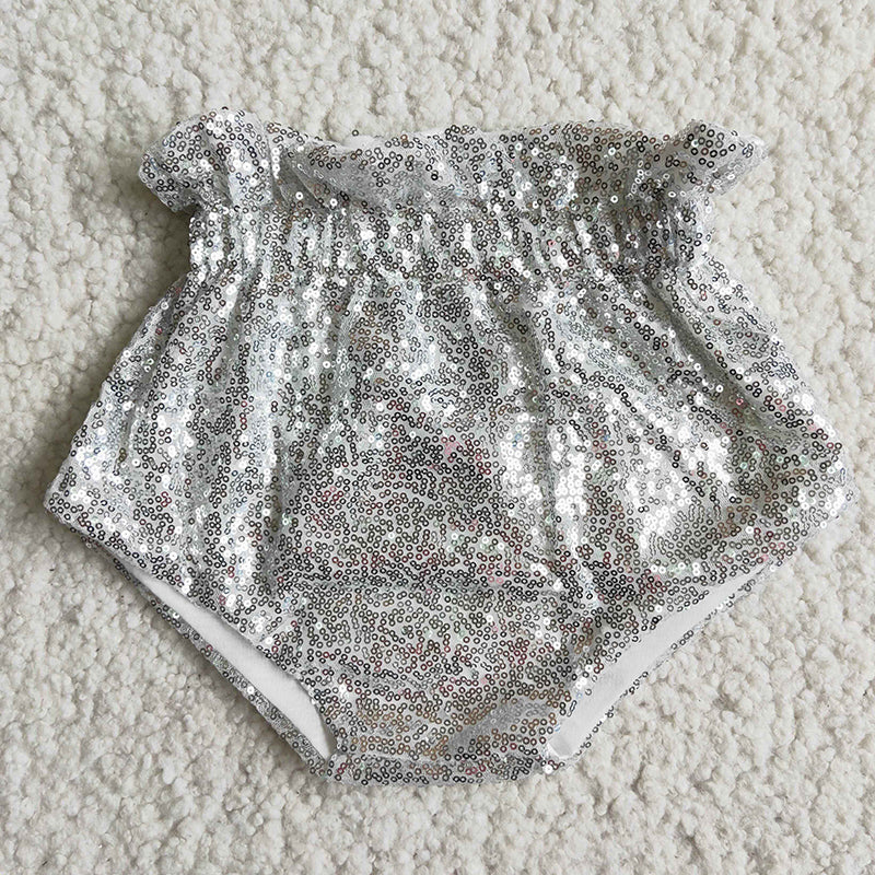 Girl Wihte Sequin Bummie