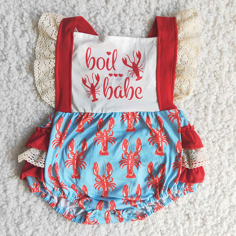 Girl Crawfish Lace Romper