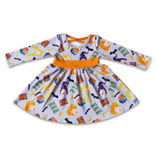 Long sleeve witches girls twirl Halloween dresses