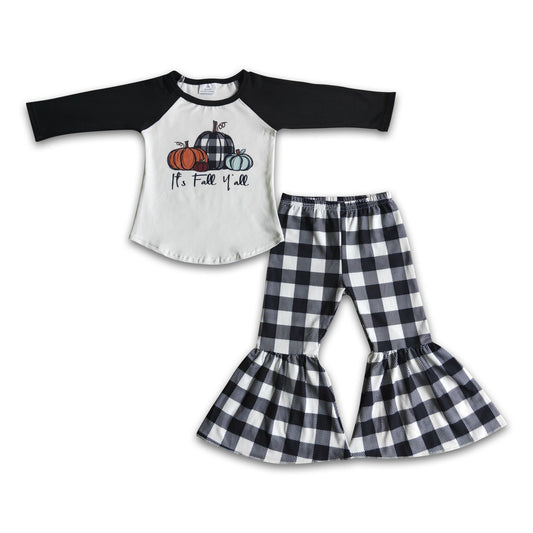 Girl Pumpkin Plaid Outfit