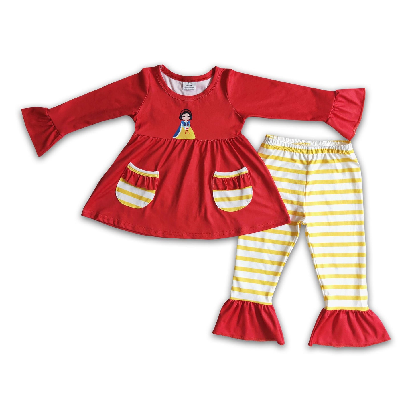 Red pocket tunic stripe pants princess girls boutique outfits