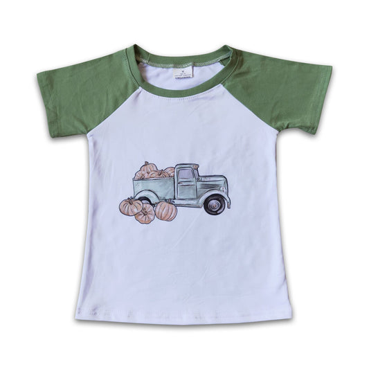 Pumpkin truck short sleeve boy fall raglan