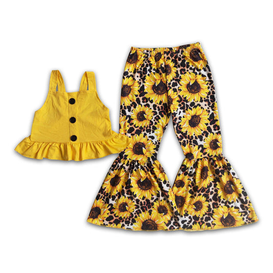 Girl Crop Top Sunflowers Sleeveless Outfit