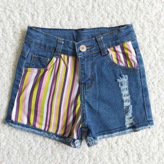 Girl Striped denim shorts