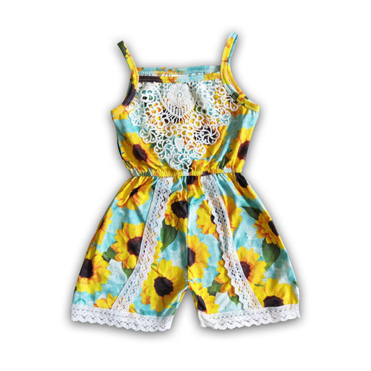 Sunflower sleeveless lace baby girls summer jumpsuit