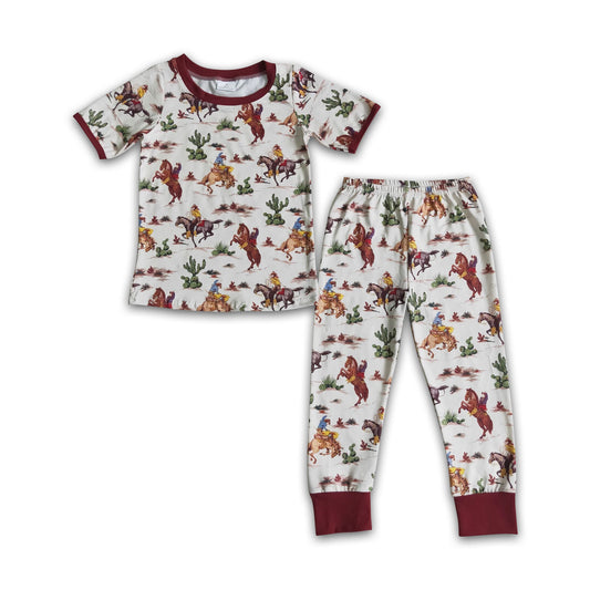 Boy Horse Print Short Sleeve Outfits