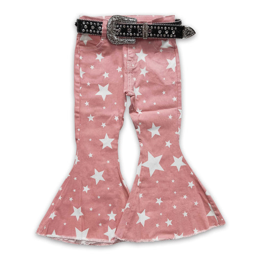 Girl Pink Star Denim Pants match belt