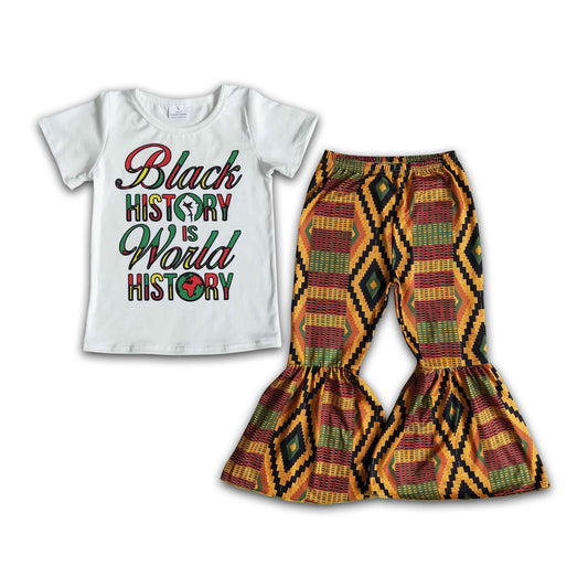 Black history is world history shirt bell bottom pants girls clothes