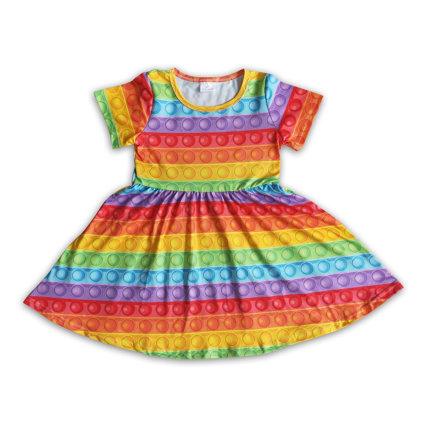 Rainbow short sleeve bubbles baby girls twirl dresses