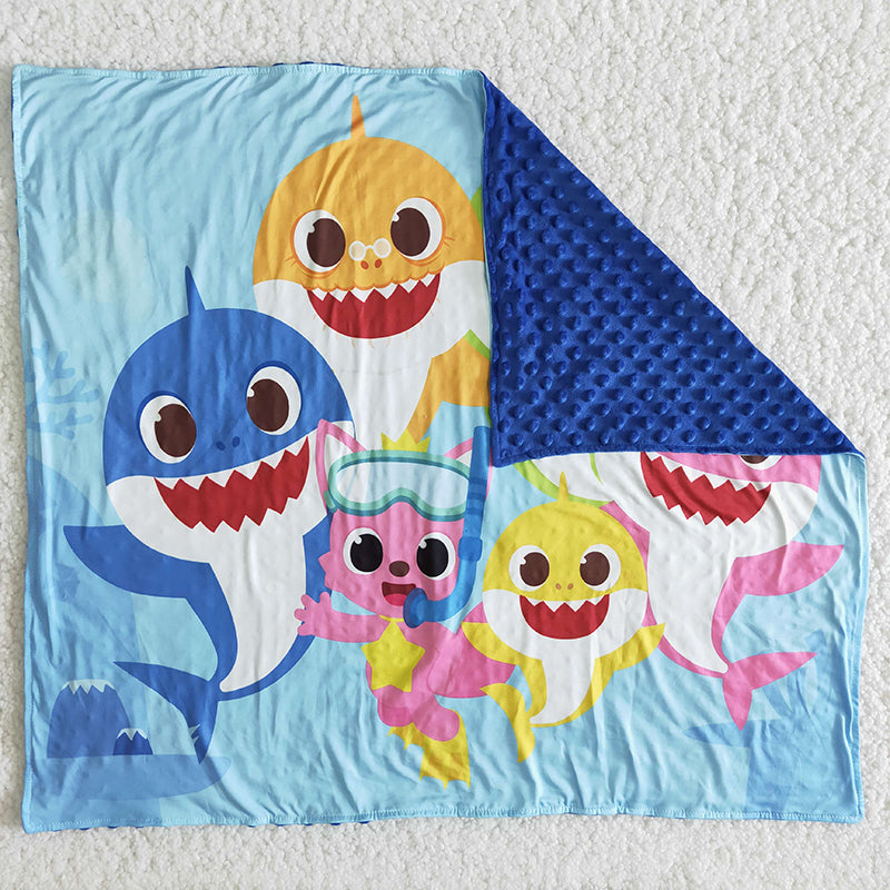 Blue shark polka dots minky baby blankets