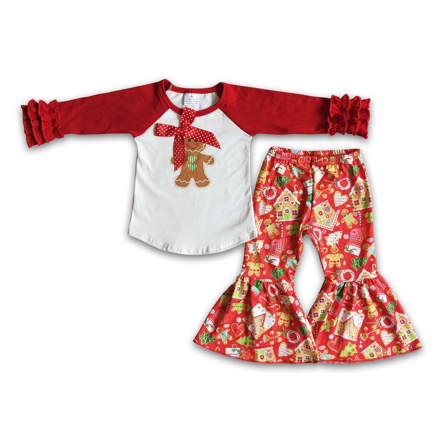 Gingerbready screen print toddler girls Christmas clothing