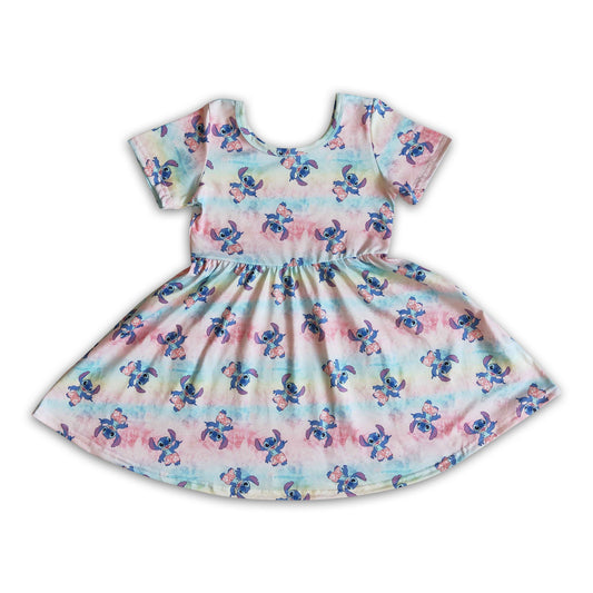 Short sleeve cute koala print baby kids girls twirl dresses