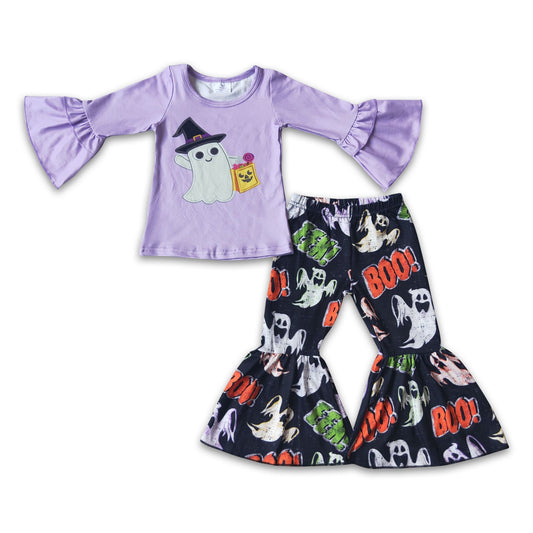 Ghost screen print boo pants girls Halloween clothing