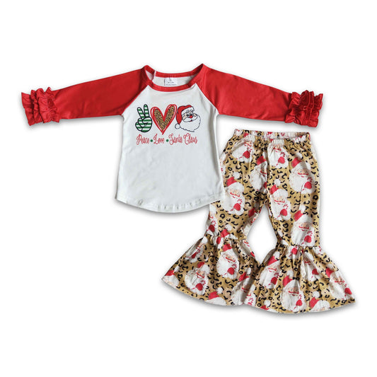 Peace love Santa children Christmas clothing girls