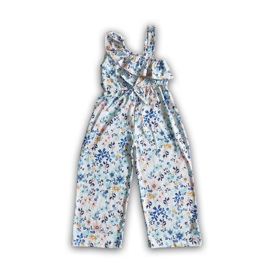 One of shoulder floral print baby girls jumpsuit