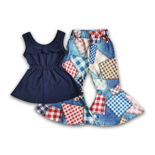 Girl Solid Patchwork Outfit