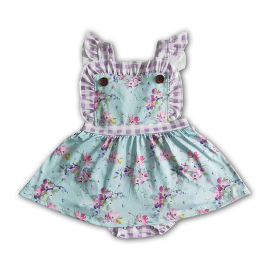 Floral backless skirt baby summer romper