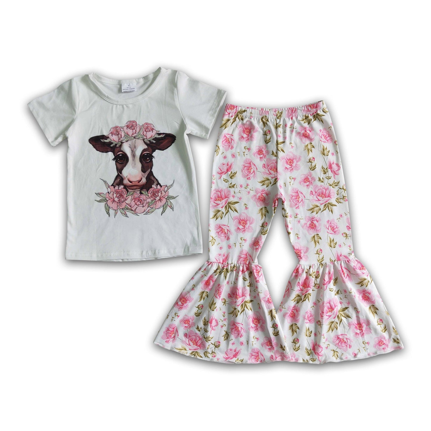 Girl Cow Floral Outfit