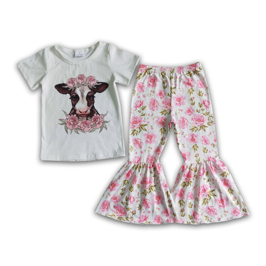 Girl Cow Floral Outfit