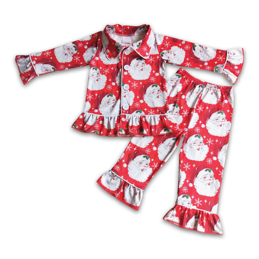 Santa print girls Chrismtas pajamas