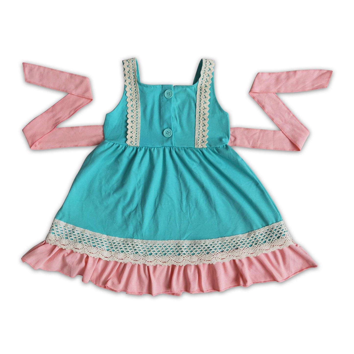 Girl Solid Cross Embroidery Dresses