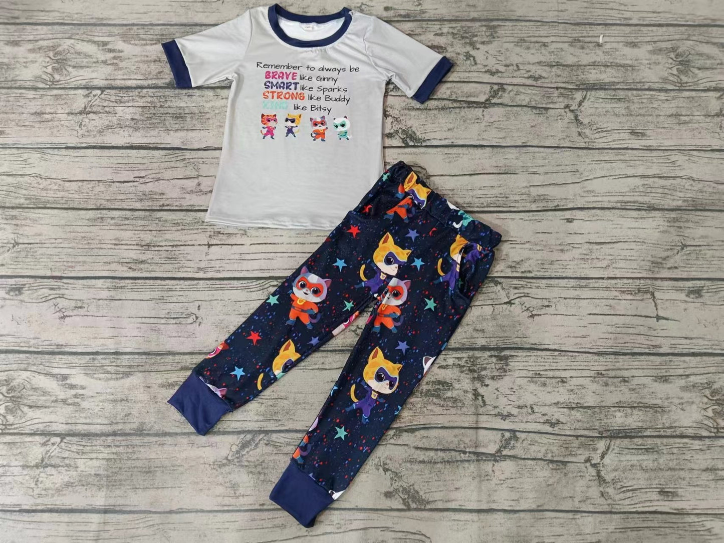 MOQ 3 pcs grey top pants kids boy clothing