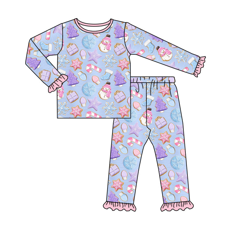 MOQ  5 lavender snowman gift girls Christmas pajamas