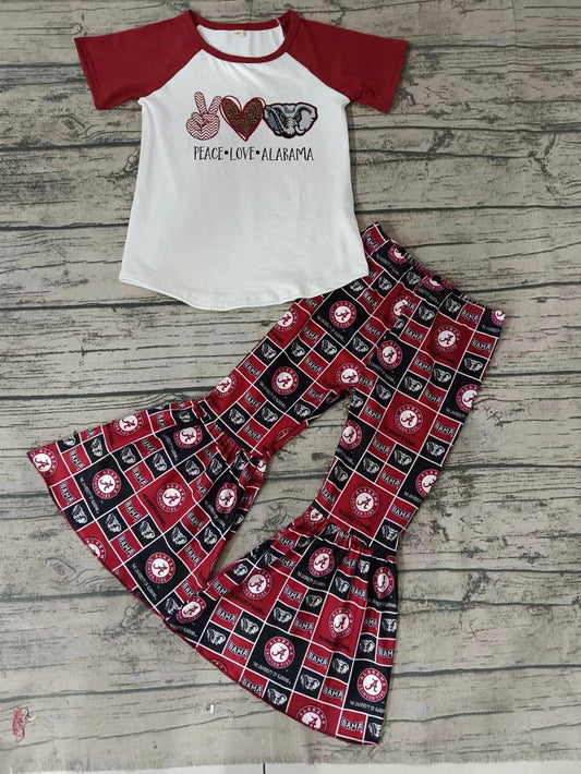 MOQ 3 pcs peace love elephant kids girls team clothes