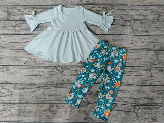 MOQ 3 pcs cotton tunic floral leggings girls clothes